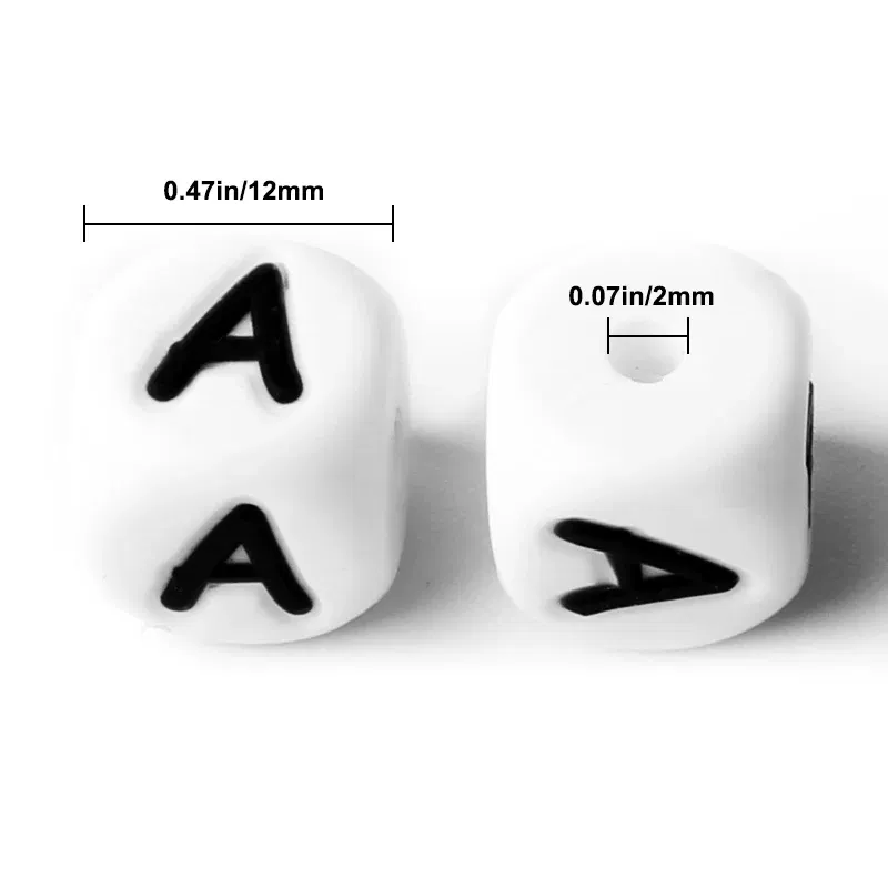 Color: DARK GRAY - 10pcs 12mm Baby Silicone Letters Beads for Pacifier Clips Alphabet Bead Baby Chew Teething Teether Nursing Children Gifts 100Pcs