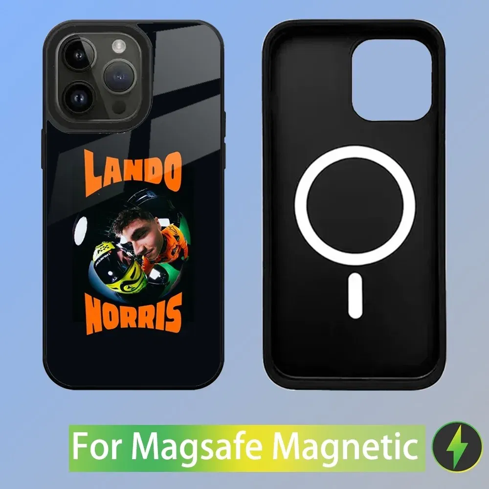 Color: Gold, Material: POLYESTER - F1 Formula 1 L-Lando Norris Phone Case For iPhone 16,15,14,13,12,11,Plus,Pro,Max Mini Magsafe Magnetic Wireless Charging