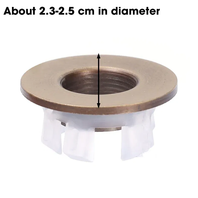 Color: Red - Bathroom Basin Faucet Sink Overflow Cover Brass Six-foot Ring Insert Replacement Hole Cover Cap Chrome Trim Bathroom Accessories