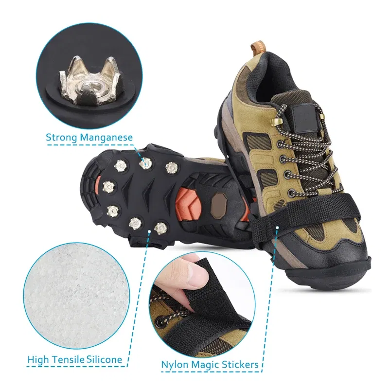 Shoe Size: 14, Ships From: CHINA - 11 Teeth Crampons Outdoor Hiking Climbing Snow And Ice Gripper Anti-slip Covers for Winter Shoes Spikes Snow Shoe Accessories