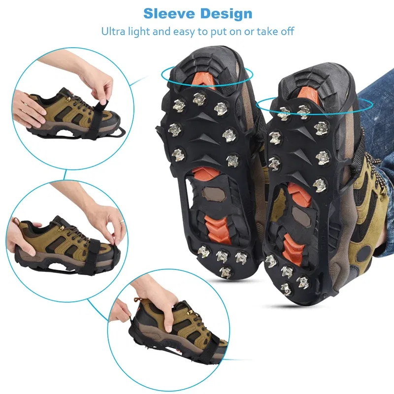 Shoe Size: 14, Ships From: CHINA - 11 Teeth Crampons Outdoor Hiking Climbing Snow And Ice Gripper Anti-slip Covers for Winter Shoes Spikes Snow Shoe Accessories
