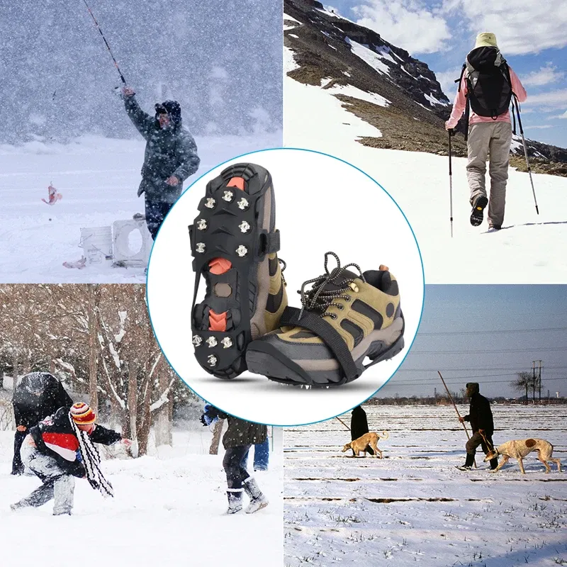 Shoe Size: 14, Ships From: CHINA - 11 Teeth Crampons Outdoor Hiking Climbing Snow And Ice Gripper Anti-slip Covers for Winter Shoes Spikes Snow Shoe Accessories