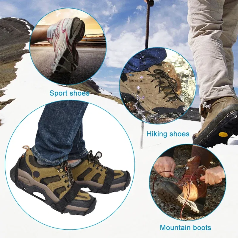 Shoe Size: 14, Ships From: CHINA - 11 Teeth Crampons Outdoor Hiking Climbing Snow And Ice Gripper Anti-slip Covers for Winter Shoes Spikes Snow Shoe Accessories