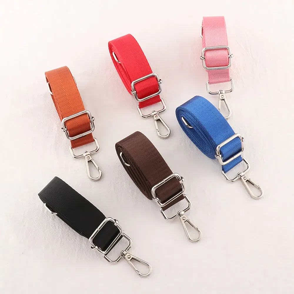 Color: Silver - Shoulder Bag Strap Fashion Wide Replacement Strap For Bags Nylon Woman Messenger Bag Accessories Silver Metal Buckle Bag Straps