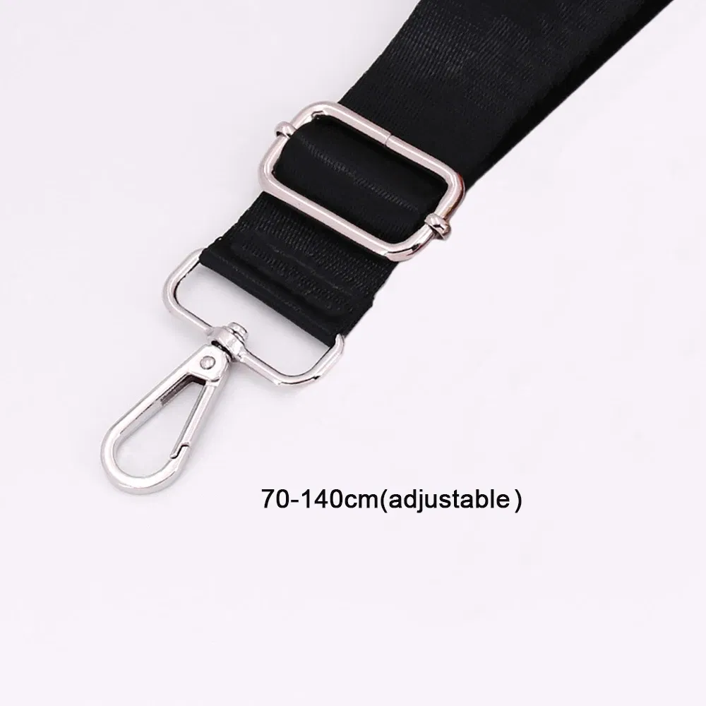 Color: Silver - Shoulder Bag Strap Fashion Wide Replacement Strap For Bags Nylon Woman Messenger Bag Accessories Silver Metal Buckle Bag Straps