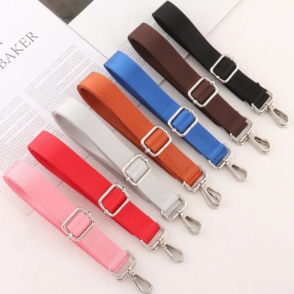 Color: Silver - Shoulder Bag Strap Fashion Wide Replacement Strap For Bags Nylon Woman Messenger Bag Accessories Silver Metal Buckle Bag Straps