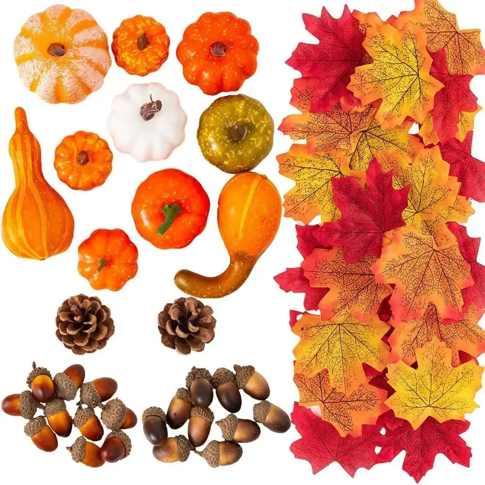 Color: Rose Red - Artificial Maple Leaves Silk Fake Autumn Leaves Diy Handmade Leaf Fall Wedding Decoration Thanksgiving Christmas