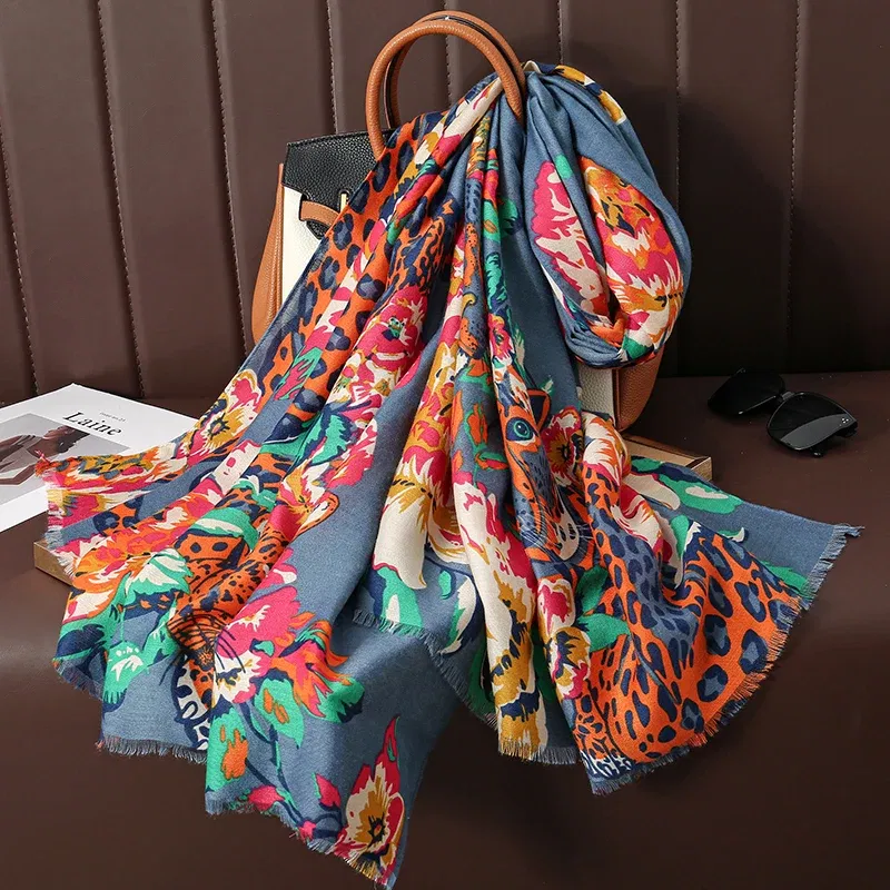Color: Gold - Design Print Beach Stoles Scarf for Women Luxury Cotton Linen Shawl Wrap Femal Headscarf Bandana Autumn Pashimina Bufanda Poncho