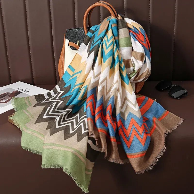 Color: Gold - Design Print Beach Stoles Scarf for Women Luxury Cotton Linen Shawl Wrap Femal Headscarf Bandana Autumn Pashimina Bufanda Poncho