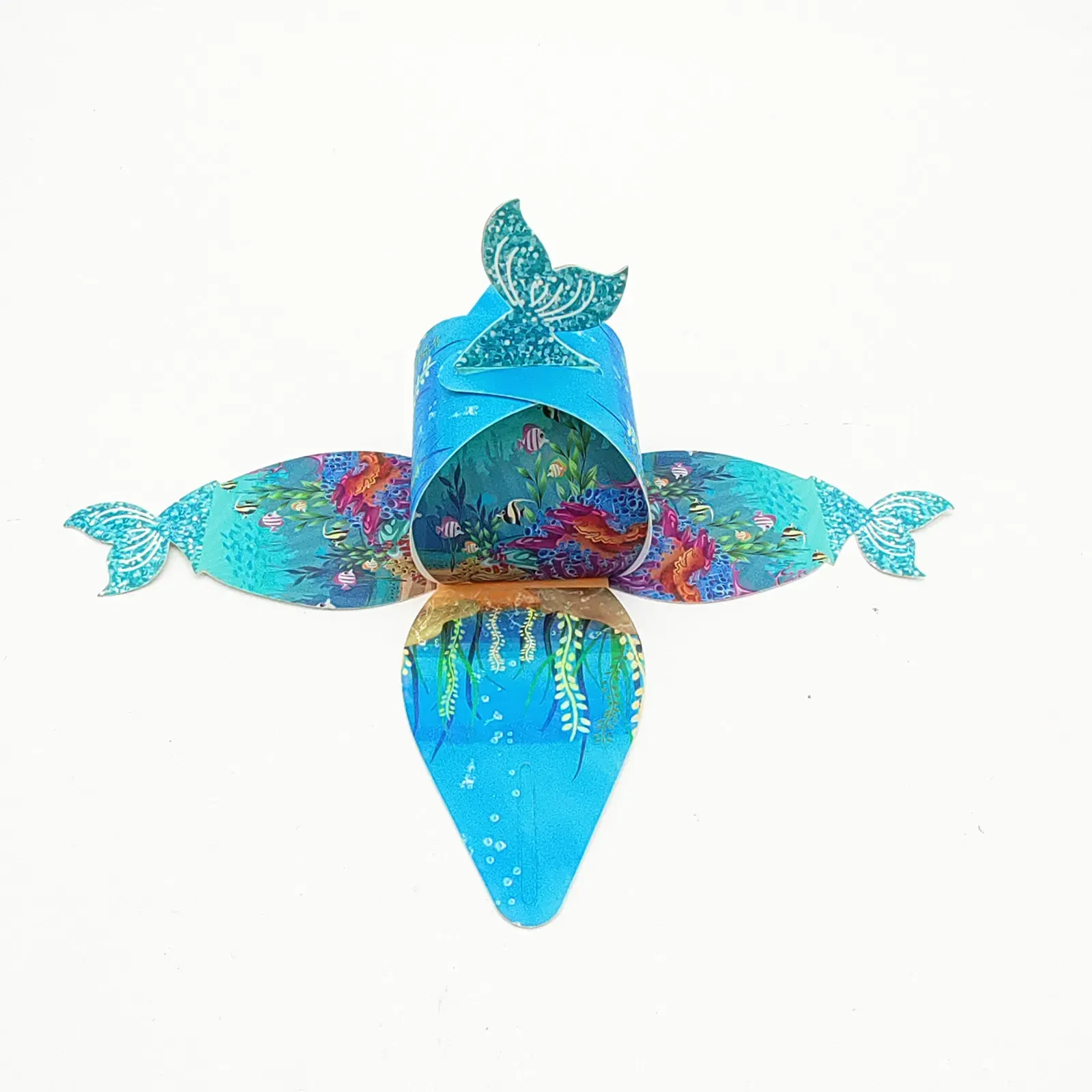 Color: Deep Sapphire, Gift Box Size: 5x5x5cm - 1pc Mermaid Tail Little Mermaid Birthday Party Treat Bag Under the Sea Themed Goodies Bags Candy Boxes Small Gifts for Guests