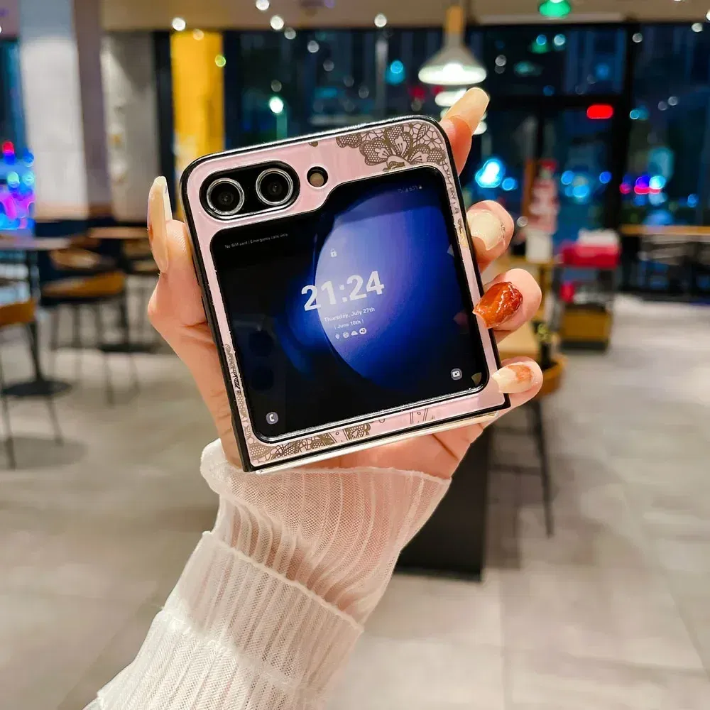 Material: Canvas, Color: WHITE - For Samsung Galaxy Z Flip 5 4 3 5G MagSafe Magnetic Phone Case Stand Holder Glitter Bling Diamond 3D Ring Cover For Z Flip5 4 5G