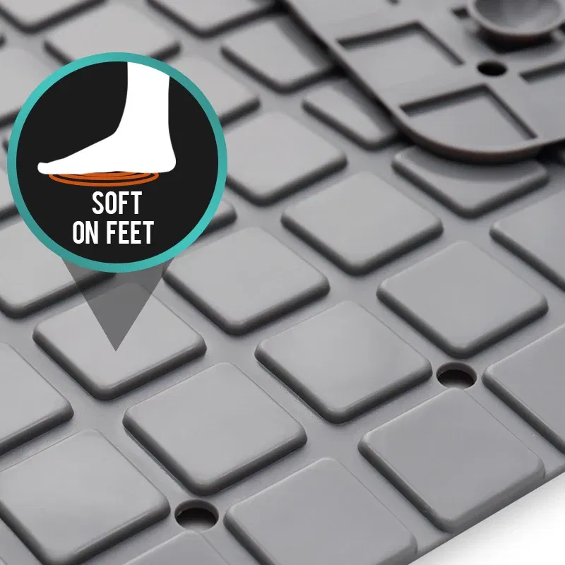 Color: Sky blue, Ships From: CHINA, Specification: 400MMx800MM - DEXI PVC Anti-skid Bath Mats Rectangle Soft Shower Bathroom Massage Mat Suction Cup Non-slip Bathtub Carpet