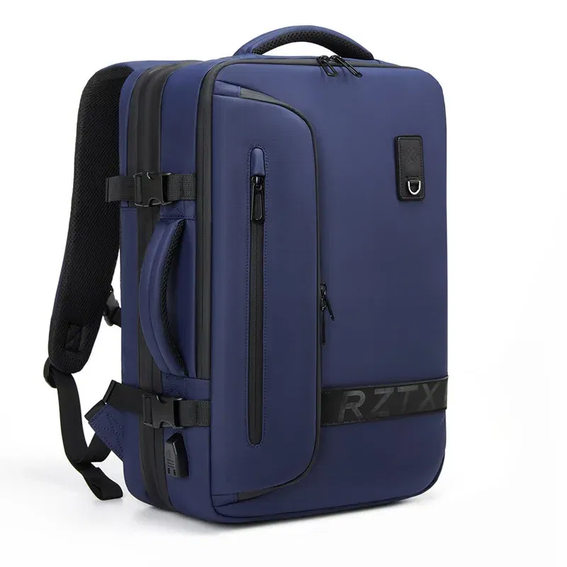 Color: Blue - Travel Men Expanded Laptop Backpack vacuum compression hiking Backpack USB charging Business Large Capacity Backpack For Pumps
