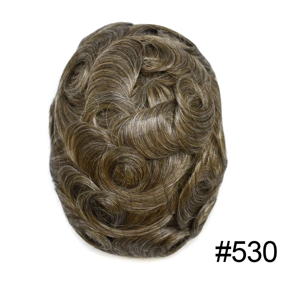 Toupee Color: 4ash#, Toupee Density: 90%, Length: 6 inches, Ships From: CHINA, Toupee Size: 8x10 - Men Toupee Hair Systems Ultra Thin Skin 0.06MM V-LOOP Capillary Prosthesis Invisible Hairline Real Human HairPieces Hair Units