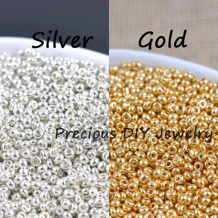 Color: WHITE, Item Diameter: 3mm - Gold and Silver Color 2mm 3mm 4mm Crystal Glass Spacer beads,Czech Seed Beads For Jewelry Handmade DIY BLUV03X
