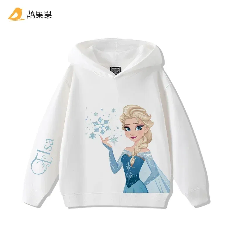 Color: black, Kid Size: 4T - Queen Elsa Surrounding Girls Autumn and Winter Hooded Sweatshirt Children Girl Children's Tops Cute Long-sleeved Coat