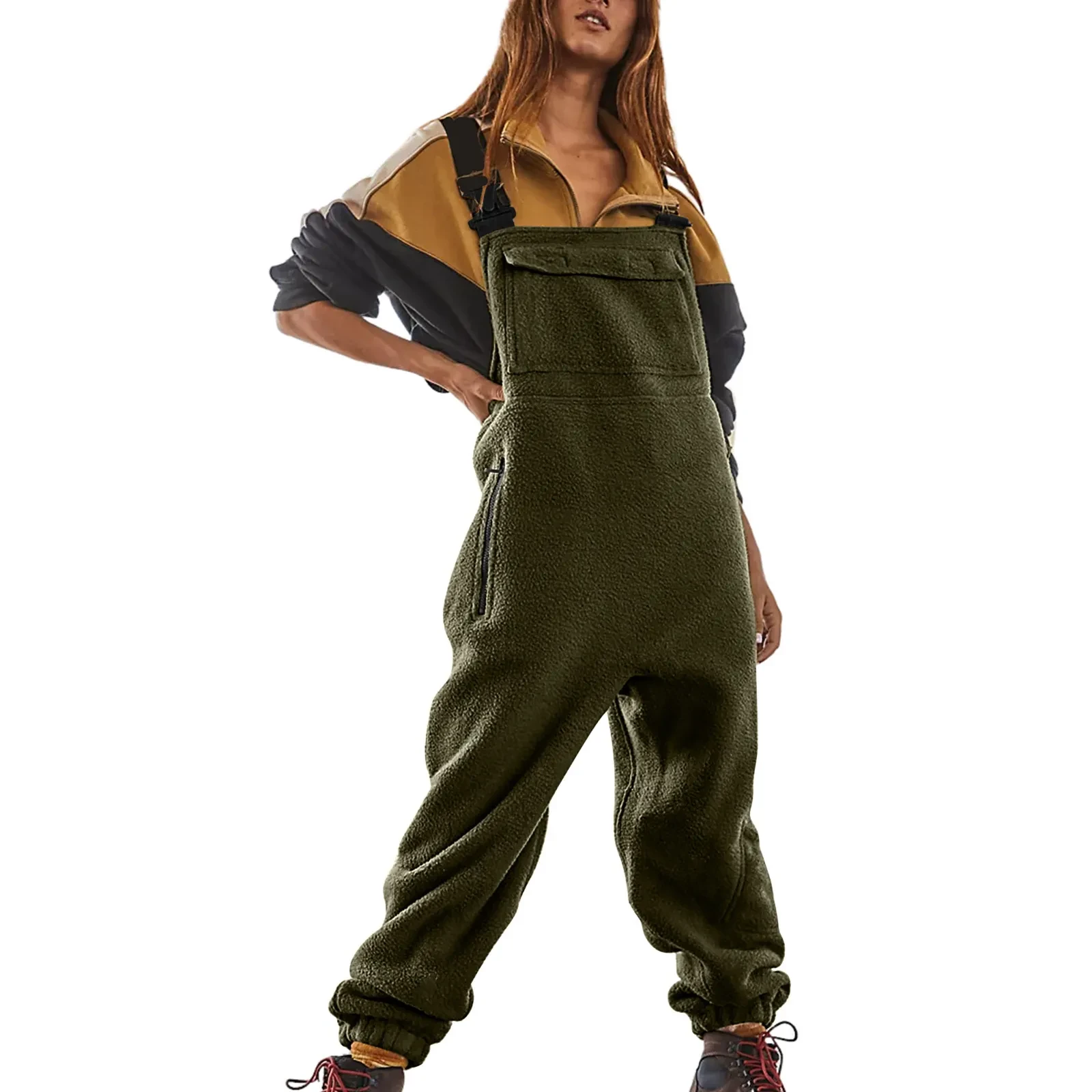 Women's Fleece Warm Workwear Loose Casual Coveralls