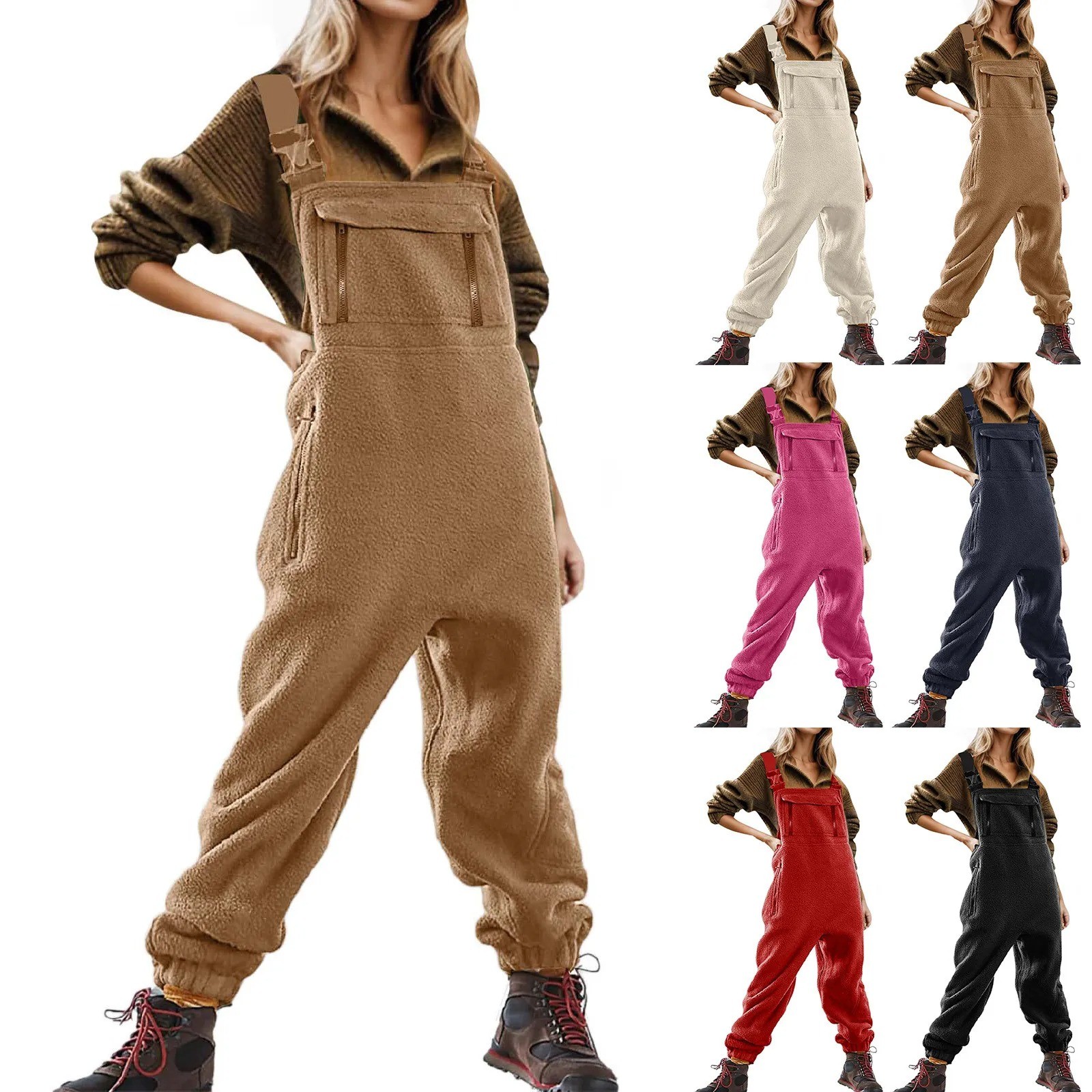 Women's Fleece Warm Workwear Loose Casual Coveralls