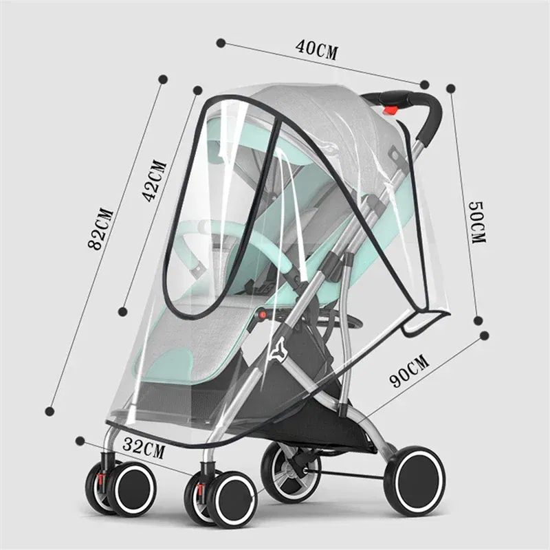 Color: WHITE - New Universal Stroller Rain Cover Baby Car Weather Wind Sun Shield Transparent Breathable Trolley Umbrella Raincoat Accessories