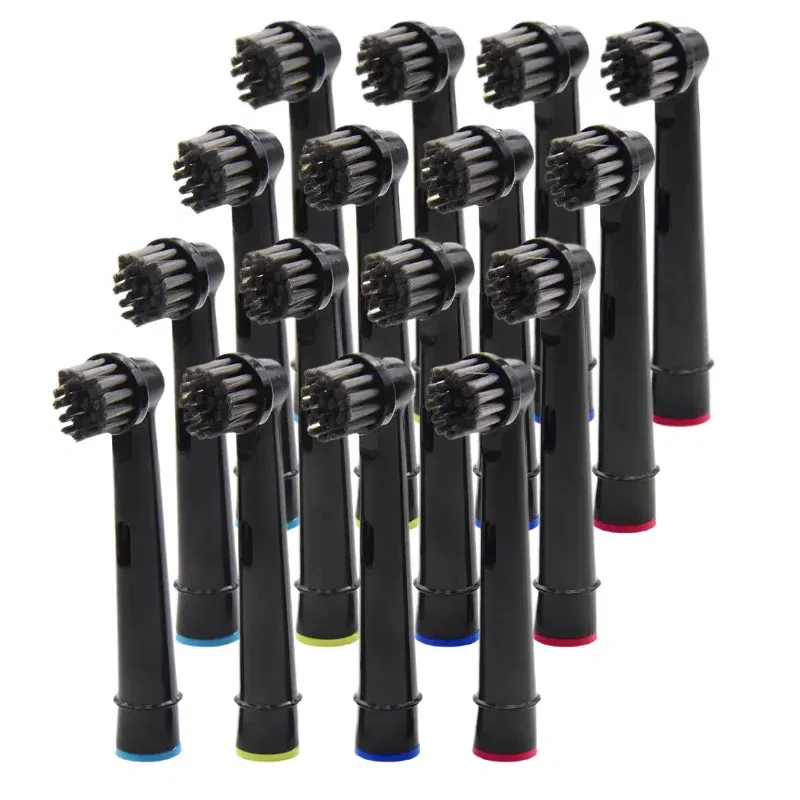Color: Blue - Bamboo Charcoal Bristles Replacement Brush Heads For Oral B Electric Toothbrush Efficient Tooth Cleaning SB-17A Black Brush Head