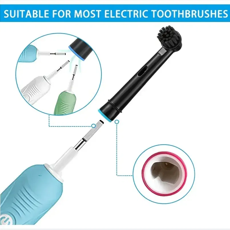 Color: Blue - Bamboo Charcoal Bristles Replacement Brush Heads For Oral B Electric Toothbrush Efficient Tooth Cleaning SB-17A Black Brush Head