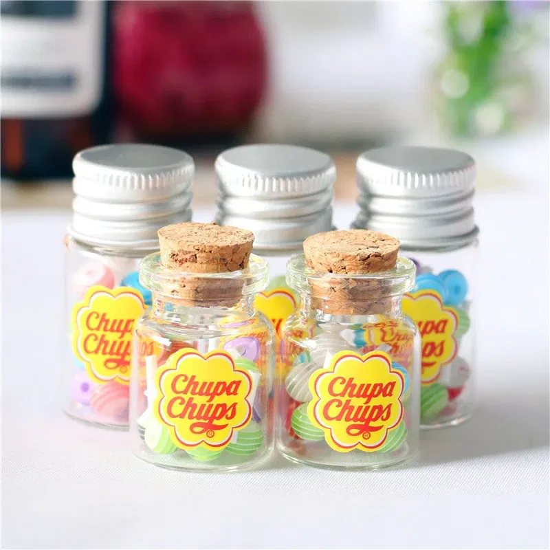 Color: light green - 1/12 Dollhouse Miniature Food Dessert Sugar Lollipops With Case Holder Candys Kids Play Toys