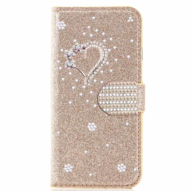 Color: Gold, Material: Silicon - Glitter Wallet Leather Case For Samsung Galaxy S25 FE S24 Ultra S23 Plus S22 S21 A35 A36 A56 A55 A13 A14 A15 A16 A26 A34 A33 A54