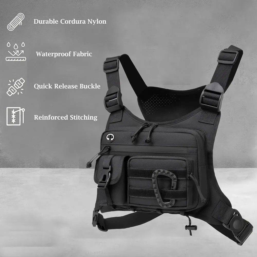 Color: Blue - Outdoor Tactical Chest Bag Men's Vest EDC Waterproof Anti-Theft Chest Pack for Cycling Bags Running Front Chest Bag