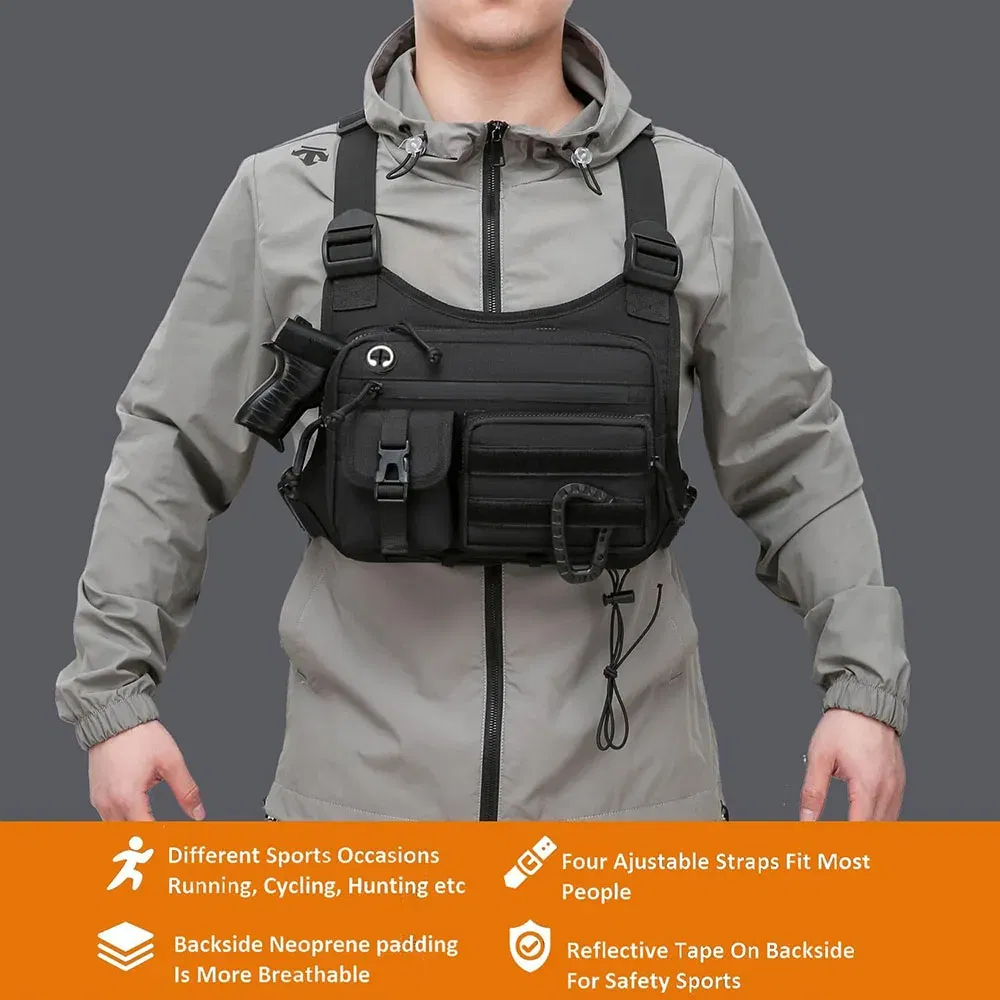 Color: Blue - Outdoor Tactical Chest Bag Men's Vest EDC Waterproof Anti-Theft Chest Pack for Cycling Bags Running Front Chest Bag