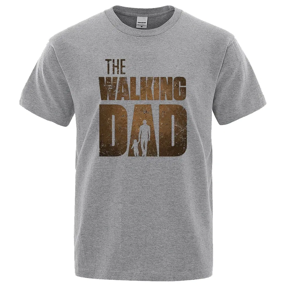 Color: SKY BLUE, Size: XL - The Walking Dad Funny Street Printed T-Shirts Men Fashion Summer Tshirt Loose Oversized Cotton Short Sleeves Casual Hip Hop Tees