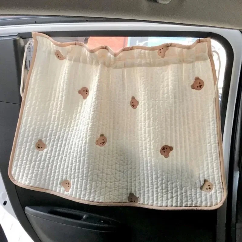 Color: Brown - Car Sunshade Curtain Cute Cartoon Side Window  Block Cover  Shade UV Protection for Kid Baby- Infant Toddler Drop shipping