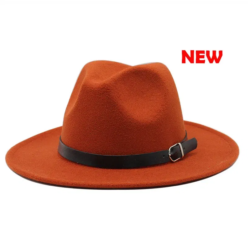 Color: Yellow, Size: M - Classic British Fedora Hat Men Women Imitation Woolen Winter Felt Hats Fashion Jazz Hat Chapeau Wholesale