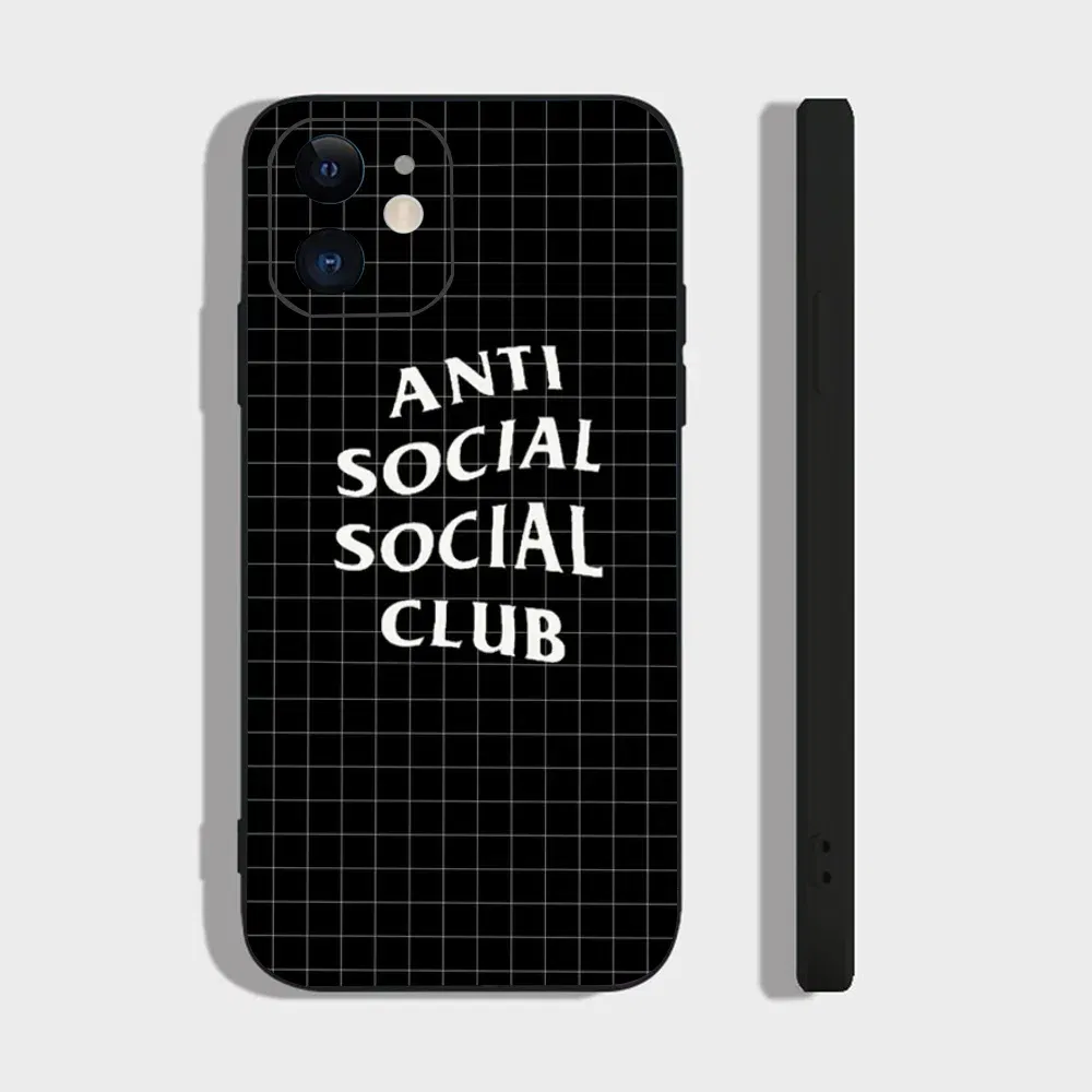 Color: Brown, Material: PU - Anti Social Social Club Phone Case For IPhone 16 15 14 13 Pro Max 11 12 Mini X Xs XR Se 2022 Black Silicone Cover