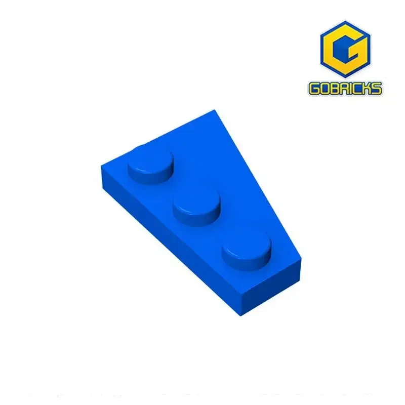 Color: SKY BLUE - Gobricks GDS-546 Wedge, Plate 3 x 2 Left  compatible with lego 43723 pieces of children's DIY Assemble Building Blocks
