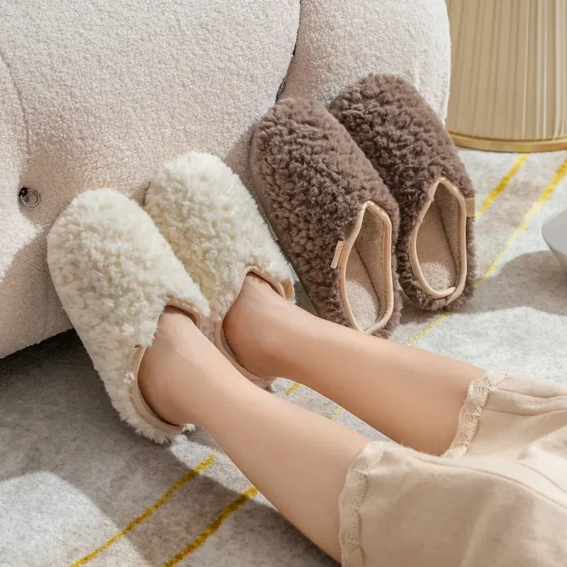 Color: Grass-Green, Shoe Size: 40-41, Ships From: CHINA - Crestar Warm Fluffy Women Slippers Winter New Indoor Soft Sole Fuzzy Bedroom Flat Slides Non-slip Fleece Lind Fur House Slippers