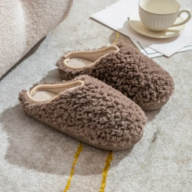 Color: Grass-Green, Shoe Size: 40-41, Ships From: CHINA - Crestar Warm Fluffy Women Slippers Winter New Indoor Soft Sole Fuzzy Bedroom Flat Slides Non-slip Fleece Lind Fur House Slippers
