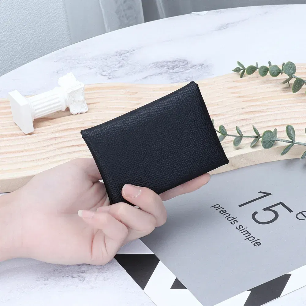 Color: Khaki - Genuine Leather Coin Pouch Change Holder Mini Snap Pocket Wallet for Men Women Luxury Designer Credit Card Holder Coin Purses