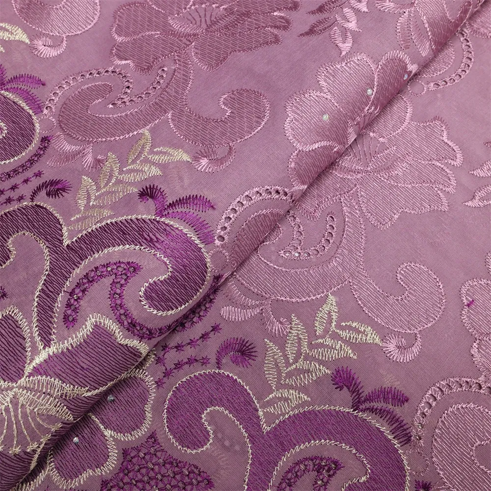 Color: pink, Length: 5 yards, Width: 120cm - Latest Dry Cotton African Lace Fabric High Quality 2024 Swiss Voile Lace Fabric with Stones For Nigeria Wedding Sewing Dresses