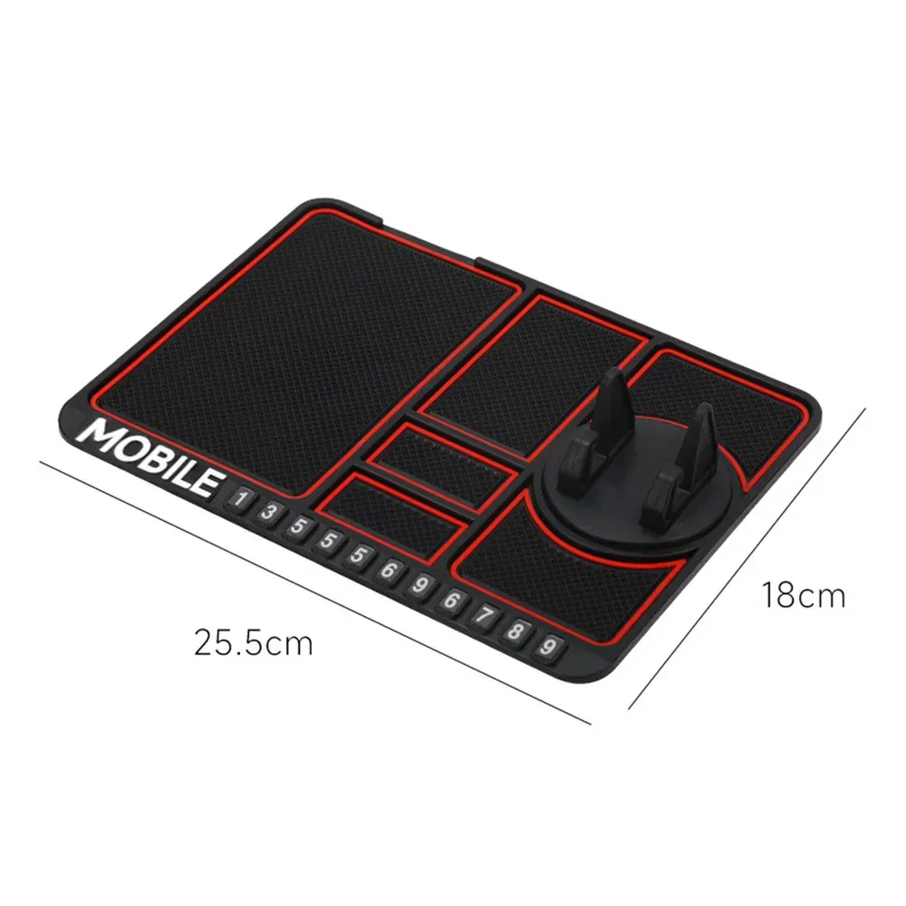 Color Name: Red - Silicone Car Anti-Slip Mat Auto Phone Holder Sticky Anti Slide Dash Phone Mount Parking Number Card Car Pad Mat Car Mat