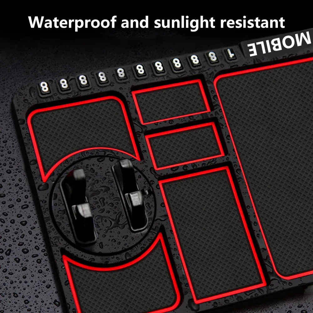 Color Name: Red - Silicone Car Anti-Slip Mat Auto Phone Holder Sticky Anti Slide Dash Phone Mount Parking Number Card Car Pad Mat Car Mat