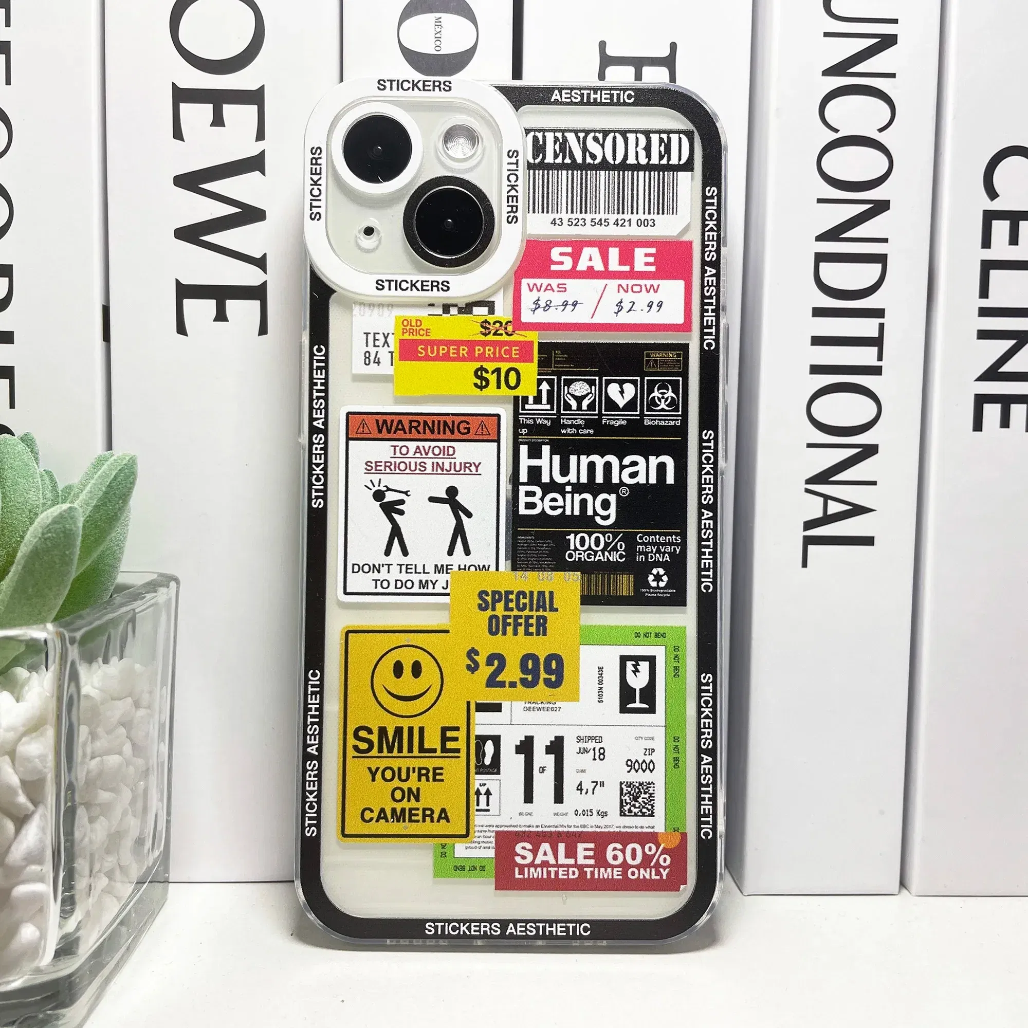 Color: Clear, Material: aluminum - Mix Labels Collage Stickers Aesthetic Phone Case For Samsung Galaxy S10 S20 S21 S22 S23 S24 FE Plus Ultra Note 20