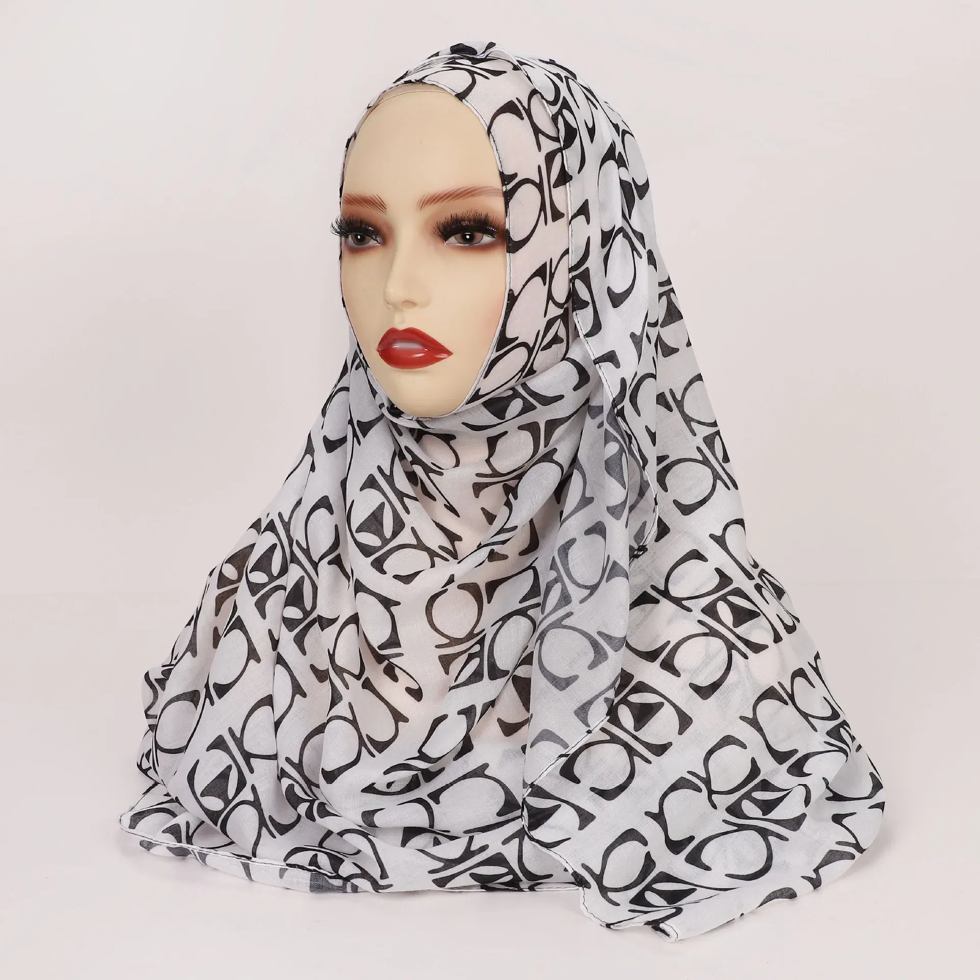 Color: dark ginger - 1Pcs Ramadan Hijab Leopard Print Women Bohemian Watercolor Soft Muslim Hijabs Floral Breathable Shawl Wrap Scarf Headscarf Warm