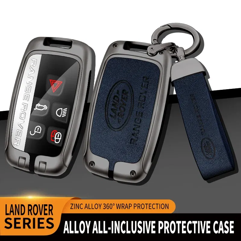 Color Name: WHITE - Car Zine Alloy Key Case For Land Rover Range Rover Discovery Evoque Velar Freelander Defender  Key Chain Shell Car Metal key Bag