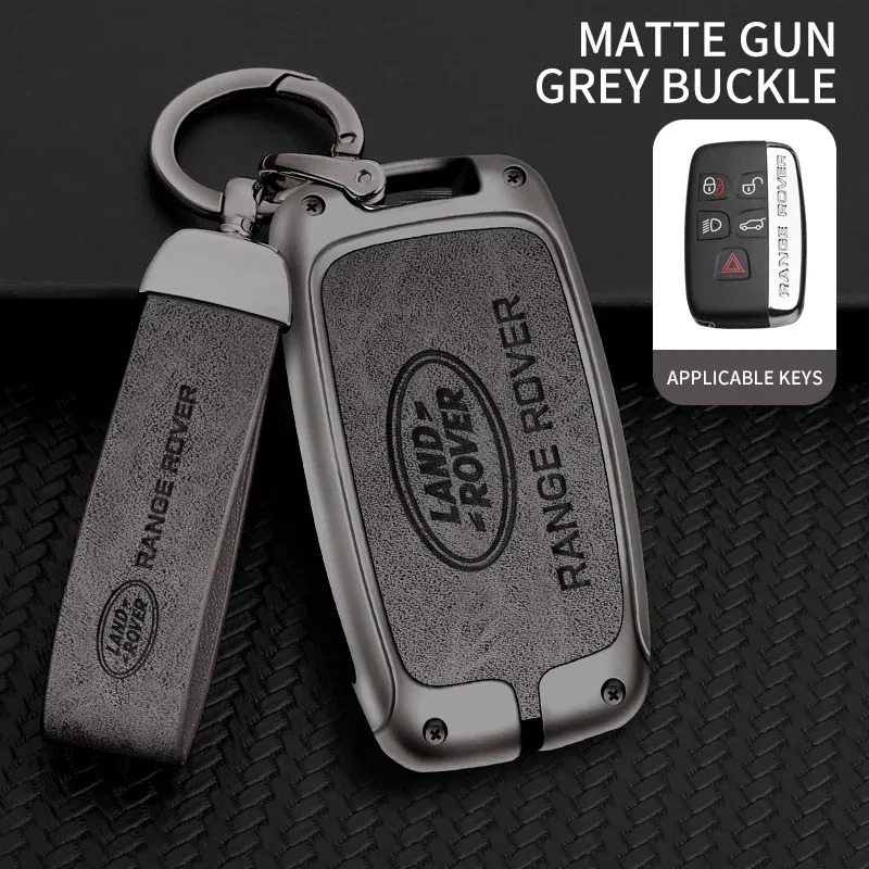 Color Name: WHITE - Car Zine Alloy Key Case For Land Rover Range Rover Discovery Evoque Velar Freelander Defender  Key Chain Shell Car Metal key Bag
