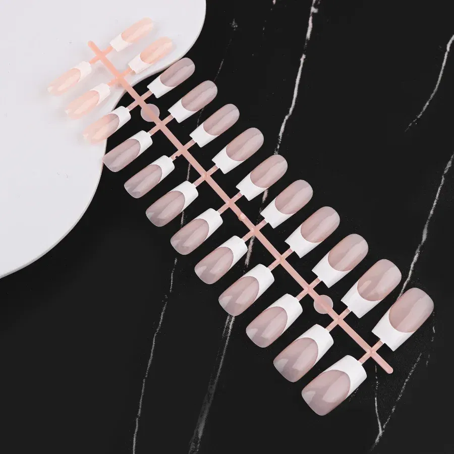 Color: Red - 24PCS Square Head Matte False Nails Ballet Detachable Full Cover Artificial Fingernails Frosted Press Glue on Fake Nail Tips