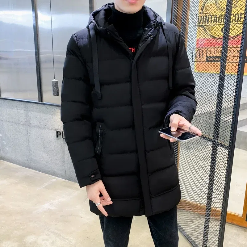 Color: GRAY, Size: 5XL - 7xl Plus Size Padded Parkas Men Thick Warm Coats Solid Warm Cotton Long Coats Windbreaker Winter Outerwear 6xl Thermal Jacket