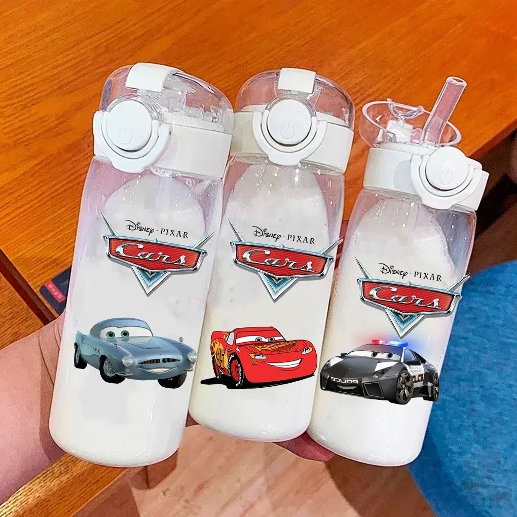 Color: black - 400ml Disney Cars Animation Movie Children Cartoon Portable Outdoor Camping Sports Fitness Water Cup Lightning McQueen Sally