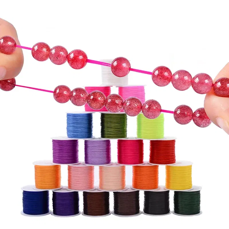 Color: Red, Size: S - DIY Fishing Lines Elastic Crystal Beading String Stretchable Thread For Bracelet Necklace Nylon Rubber Jewelry Making Supplies