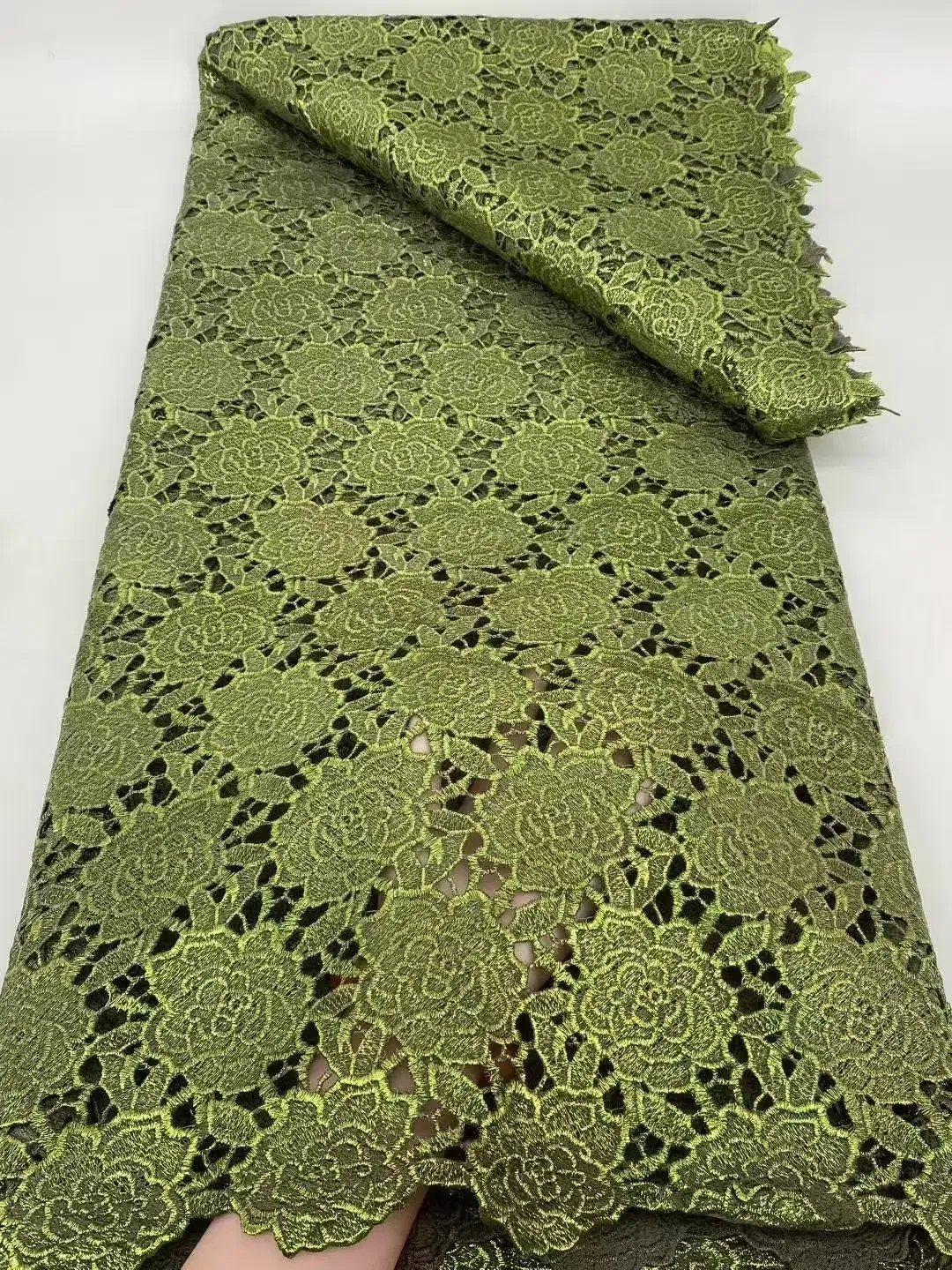 High Quality African Nigerian Milk Silk Sequence Lace Fabric Guipure Cord Laces For Wedding Party Sewing material