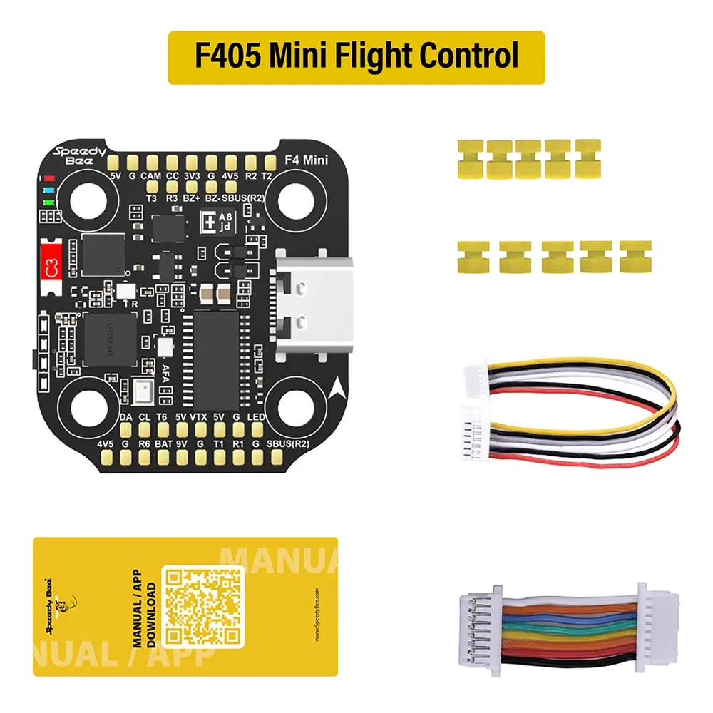 Color: WHITE - SpeedyBee F405 Mini Stack Flight Controller FC BLS 35A V2 3-6S 20x20 4-in-1 ESC Dual BECs for RC FPV Racing Drone